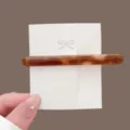 Tortoiseshell acetate barrette hairpin for women, chic rectangular side hair clip styling accessory. - Amber