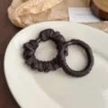 Dark brown satin scrunchies hair tie set, elastic hair bands for women daily styling. - 2 Pieces/Pack / Coffee