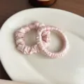 Pink satin scrunchie elastic hair tie gentle hair accessory for women daily styling - 2 Pieces/Pack / Pink