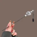 New Chinese style dark ink rose flower hair stick with elegant hanging tassel and bead accents. - Ink Flower Pendant Hair Stick