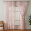 Rideaux transparents en dentelle rose style pastoral français, élégant motif floral pour chambre. - 100*140cm / Rose