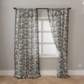 Elegant linen curtain with black tassel trim and floral print, perfect for modern home decor. - 132*160cm / Seahorse
