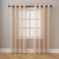 Französischer Cremé-Voile-Vorhang Variante, champagnerfarben mit Muster für Wohnzimmer. - 132*160cm / Beige