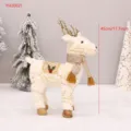 Weihnachts Plüsch Rentier Deko Figur mit goldenem Geweih und Schal, 45cm Festtagsornament - Großer Stehender Stil (YH20021) / 45cm