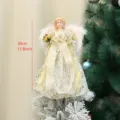 Weihnachtsbaumspitze Engel Dekoration mit Pluedschfluegeln und goldenem Kleid fuer Feiertag 30cm - Plüschflügel Engel Baumspitze (Goldenes Kleid) / T1220191