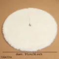 White plush Christmas tree skirt detail view highlighting soft texture and 91cm size. - White / 91cm