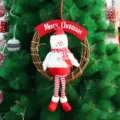 Weihnachten Schneemann Kranz Hängende Dekoration, süße Plüsch Puppe Weihnachtsfeier Tür Deko. - Schneemann
