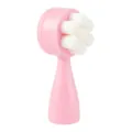 Brosse nettoyante pour le visage manuelle rose avec poils souples et silicone pour pores profonds - Rose