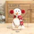 Weihnachtlicher Stoff Schneemann als Tischdekoration mit rotem Schal und Mütze neu - 26B1217B Ohrenschützer-Stil / Ca. 19 cm hoch
