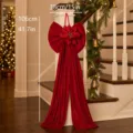 Grosser roter Weihnachts Samt Schleife Anhanger fur festliche Treppen Deko. - 38x106cm Stil