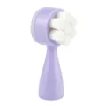 Brosse nettoyante pour le visage violette double face avec poils souples et picots silicone. - Violet