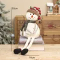 Vintage Stoff Schneemann Puppe Weihnachts Deko lange Beine Regalfigur Weihnachtsschmuck 52cm - 26B1218A Lange Beine Spitzhut-Stil / Höhe ca. 52cm