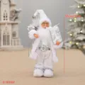 Stehender Weihnachtsmann Weihnachtsdeko Figur, 30cm grosse silberne festliche Heimdekoration. - Silberweiß Stil (D-303302)