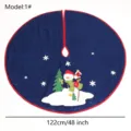 Weihnachtsbaumdecke blau Schneemann 122 cm grosse Weihnachtsdekoration festliche Baummatte. - Stil 1# (Dunkelblau Samt Schneemann) / 122cm / 48 Zoll