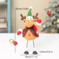 Weihnachtsplüsch Rentier Puppe Ornament mit Schal und Karoweste für festliche Heimdekoration. - Langbeinige Rentier Schaukelpuppe (HX26517C)