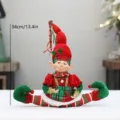 Weihnachts-Elf Puppe Ornament mit altem Mann Gesicht in rot und grün, 34cm festlich. - Weiblicher Stil (D409596B)