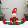 Weihnachts-Elfen-Puppen-Ornament mit griesgrämigem Gesicht, rot-grüner Karomode, 34cm Dekor. - Männlicher Stil (D409596A)