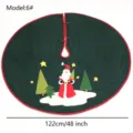 Kerstboom rok 48 inch grote groene vakantie decoratie met Kerstman patroon en linten. - Stijl 6# (Donkergroen Fluweel Kerstman) / 122cm / 48 Inch
