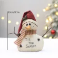 Leuke Retro linnen kerst sneeuwman poppversiering met gestreepte sjaal en tak armen. - YH25504B Pointed Hat Stijl