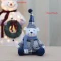 Weihnachtsplüsch Bär Puppe mit blauem Karo Hut und Schal als Weihnachtsdeko Geschenk 38cm - Sitzende Bärenpuppe (38cm) (YH239914)