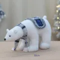 Blauwe geruite sjaal ijsbeer pluche speelgoed, schattig kerstmis vakantie huisdecoratie beeldje. - Blauw Ruitpatroon IJsbeer Pop (YH239919)