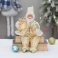 30cm Sitzende Weihnachtsmann Figur Weihnachts Puppe Ornament mit Geschenkbeutel Box - Goldene Kleidung Stil (YJ29027)