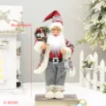 18 Zoll Weihnachtsmann Figur Stehende Weihnachtsfeier Dekoration mit Geschenktüte und Laterne - Rotgrau