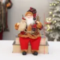 30cm sitzende Weihnachtsmann Puppe Ornament für Weihnachtsfenster Dekoration und Feiertag. - Rot Grau Kariert Stil (YJ29047)
