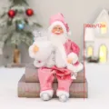 30cm rosa sitzender Weihnachtsmann Puppe Ornament für Weihnachtsfenster Dekoration. - Rosa Kleidung Stil (YJ2006)