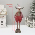 Weihnachten einziehbar Elch Plueschtier Puppe mit roter Latzhose Schal Festtags Dekoration - Großer Einziehbarer Elch (HM24-9806C)