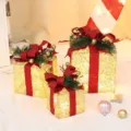 Weihnachten beleuchtete geschenkboxen 3er set eisenkunst led leuchtende geschenk dekoration - Eisenkunst Gold Mit Licht (3er-Pack)