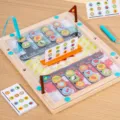 Jouet de labyrinthe magnétique en bois Montessori, jeu de logique quatre couleurs pour enfants. - Jeu de Positionnement de Combat Magnétique