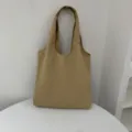 Einfarbige Canvas Tote Tasche Schultertasche, lässiger Stil für Alltag und Studenten. - Khaki