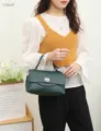 Korean style genuine leather handbag for women autumn winter fashion commuter shoulder bag - Dark Green