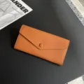 Women genuine leather long wallet soft cowhide envelope purse elegant brown card holder - 19x10x3.5cm / Brown