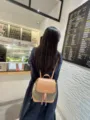 Sac à dos decontracté en toile pour femmes, design tendance de niche pour le voyage. - Marron/vert