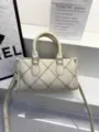 Minimalist quilted pillow shoulder bag for women, stylish casual leather crossbody bag. - 24*9*13cm / Milk White
