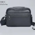 Bolso bandolera de hombre de cuero genuino casual business bolso de hombro negro - 27x21x7cm / Negro