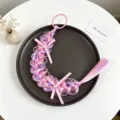 Perruque enfant accessoire de cheveux tressé dégradé rose violet avec nœud perle. - Style 5