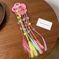 Trecce di extension per capelli sintetici colorati per bambini con graziosi fermagli. - 1# Pinza Resina Fiocco