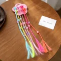 Children colorful wig hair clips and braiding rope set with cute seashell decorations for girls. - 5# Claw Clip Flower Fabric Shell