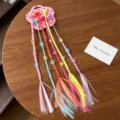 Colorful kids hair extensions synthetic braided clips with stars for daily cute styling - 6# Claw Clip Flower Fabric Star