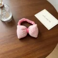 Chouchou cheveux noeud pois rose enfant elastique bandeau tissu pour fille queue de cheval - Rose rouge