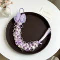 Carino elastico per capelli con treccia di parrucca viola per bambini con fiocco in rete. - modello 3