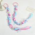 Colorful gradient synthetic hair extension ponytail with cute bows and butterflies for girls. - Blue Butterfly Bubble Braids One Pair