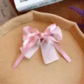 Jolie pince à cheveux nœud rose avec rubans, accessoire de coiffure mignon pour femmes. - Style d'accessoire / Rose
