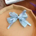 Joli nœud papillon bleu clair pince à cheveux avec rubans pour femmes et filles élégantes. - Style d'accessoire / Bleu