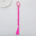 Kids pink synthetic hair braid wig pony tail elastic hair tie with unicorn decor. - Style 6