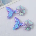 Cute mermaid tail sequin hair clips with seashell and starfish, perfect kids hair accessories. - Fish Tail Hair Clip / Purple