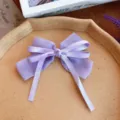 Pince à cheveux nœud violet clair ruban barrette doux accessoire pour femme fille - Style d'accessoire / Violet